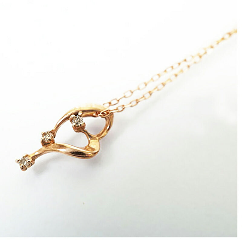 【jt027】 ネックレス ハートモチーフ K10PG ピンクゴールド ダイヤモンド 0.02ct 未使用【中古】レディース