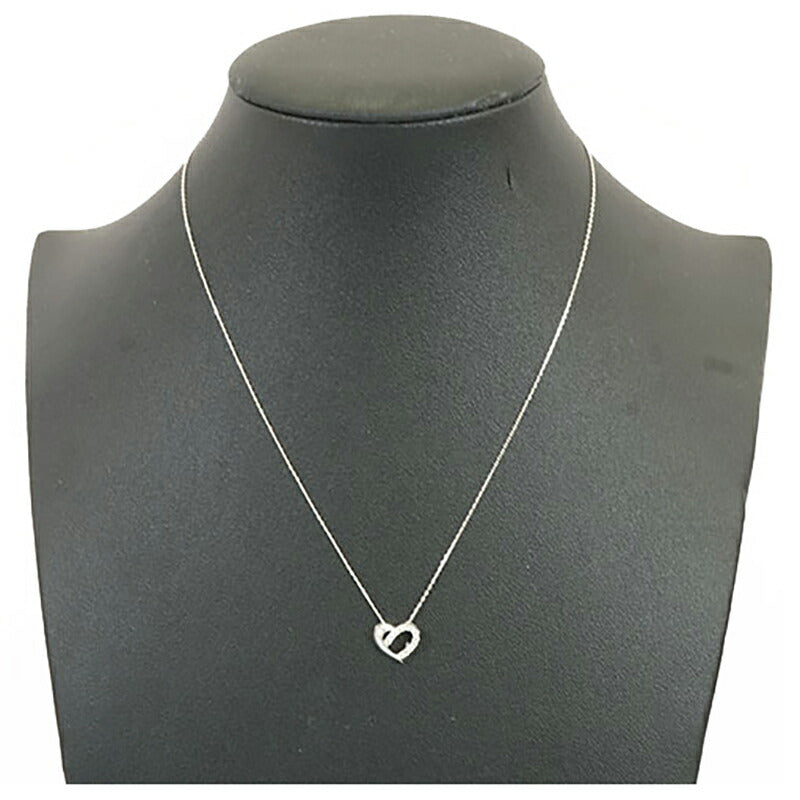 【jt038】 ネックレス ハートモチーフ K18WG ホワイトゴールド ダイヤモンド 0.12ct 未使用【中古】レディース