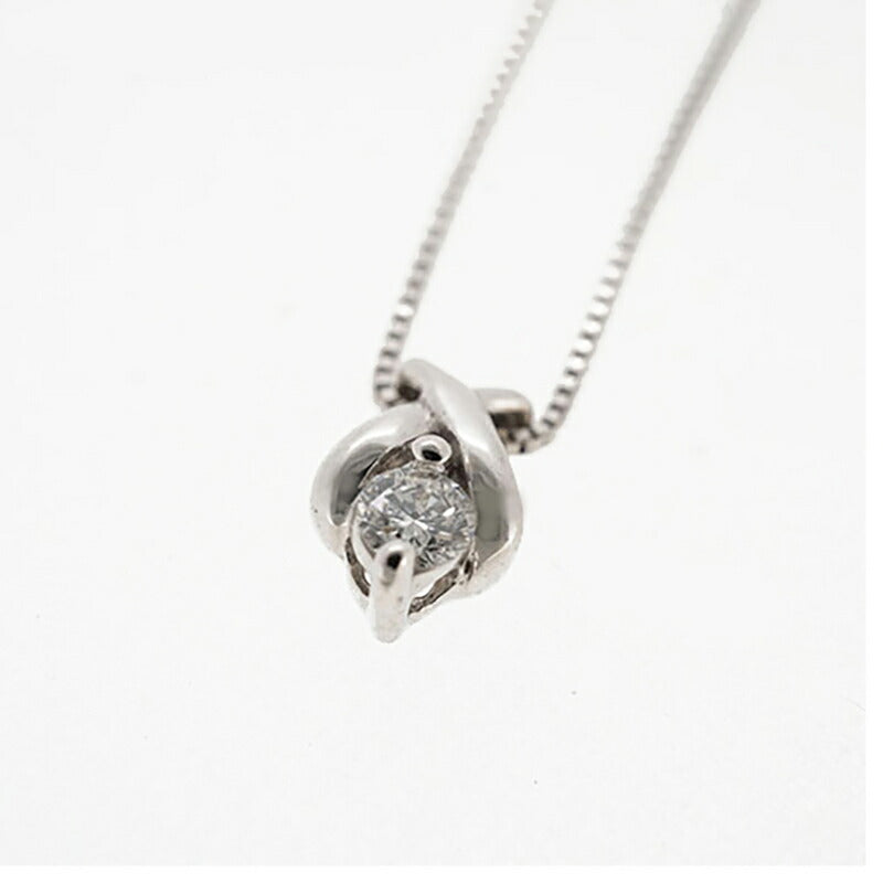 【jt041】 ネックレス 一粒ダイヤ K18WG ホワイトゴールド ダイヤモンド 0.05ct 未使用【中古】レディース