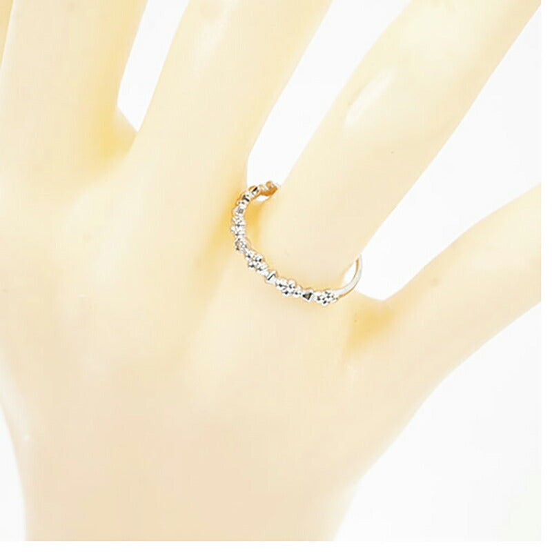 【jt053】 リング 一粒ダイヤ K10WG ホワイトゴールド ダイヤモンド 0.01ct 10号 未使用【中古】レディース
