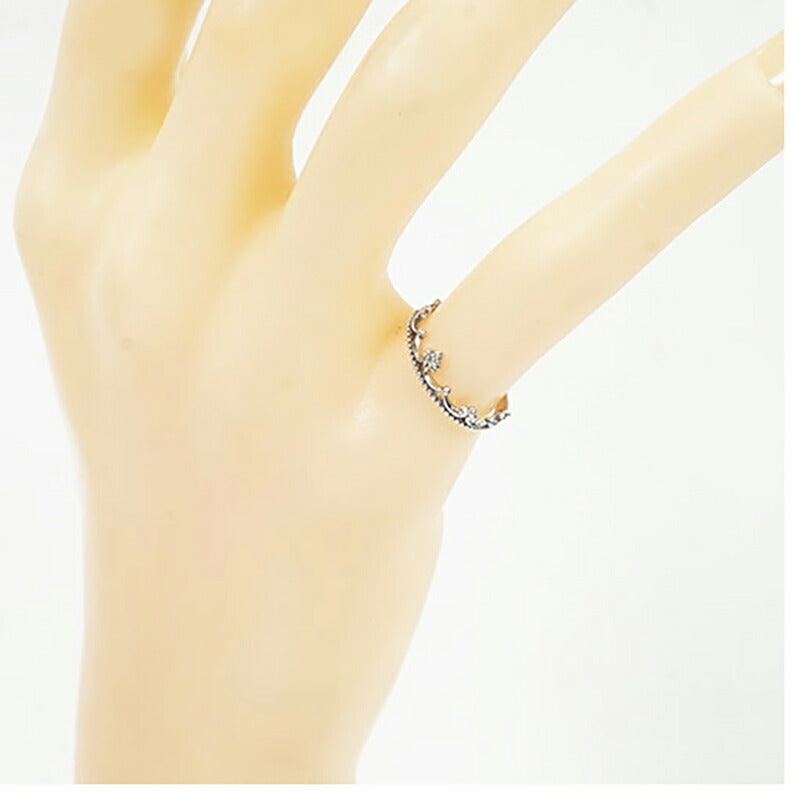 【jt056】 リング 王かんモチーフ 一粒ダイヤ K10WG ホワイトゴールド ダイヤモンド 0.02ct 5号 未使用【中古】レディース