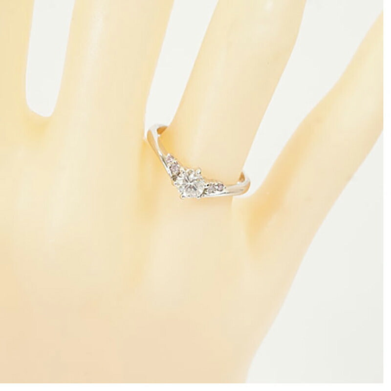 【jt075】 リング Pt900 プラチナ ダイヤモンド 0.31ct/0.04ct 10.5号 未使用【中古】レディース