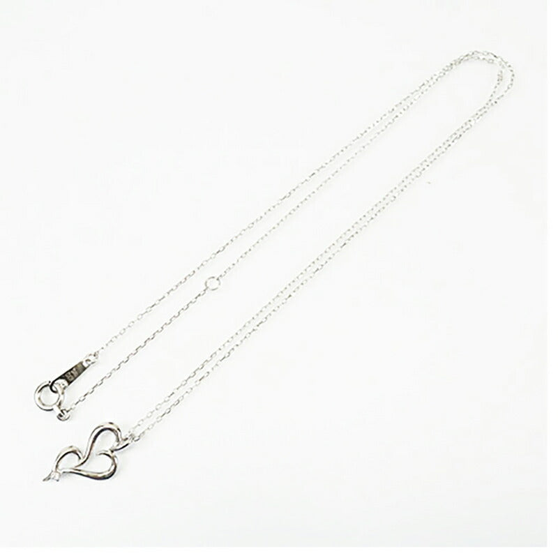 【jt091】 ネックレス ハートモチーフ 一粒ダイヤ K10WG ホワイトゴールド ダイヤモンド 0.006ct 未使用【中古】レディース