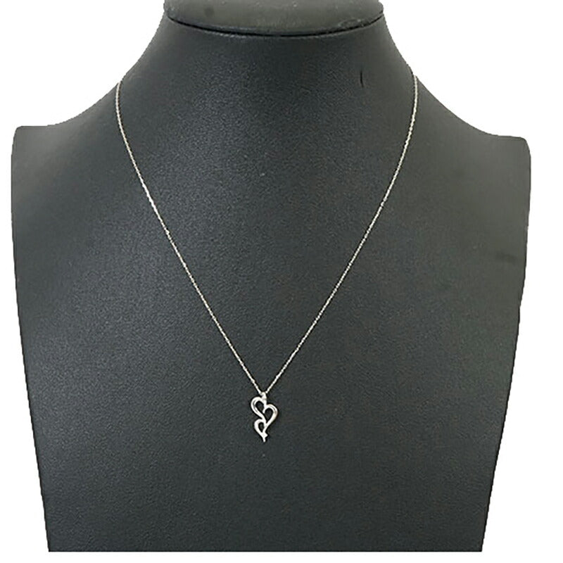 【jt091】 ネックレス ハートモチーフ 一粒ダイヤ K10WG ホワイトゴールド ダイヤモンド 0.006ct 未使用【中古】レディース