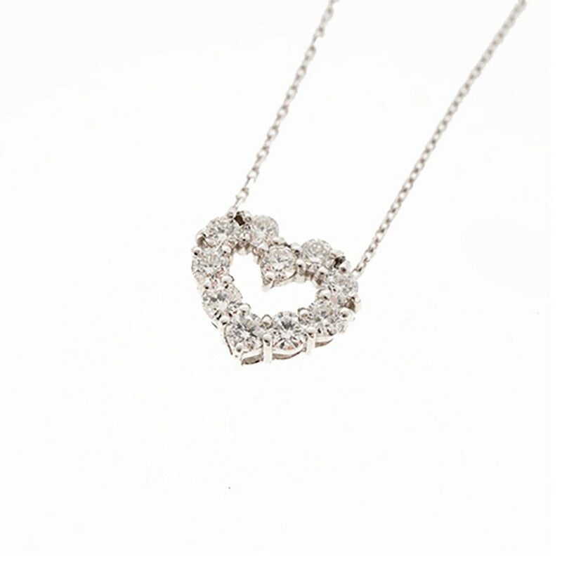 【jt092】 ネックレス ハートモチーフ K18WG ホワイトゴールド ダイヤモンド 0.3ct 未使用【中古】レディース