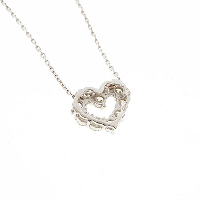 【jt092】 ネックレス ハートモチーフ K18WG ホワイトゴールド ダイヤモンド 0.3ct 未使用【中古】レディース
