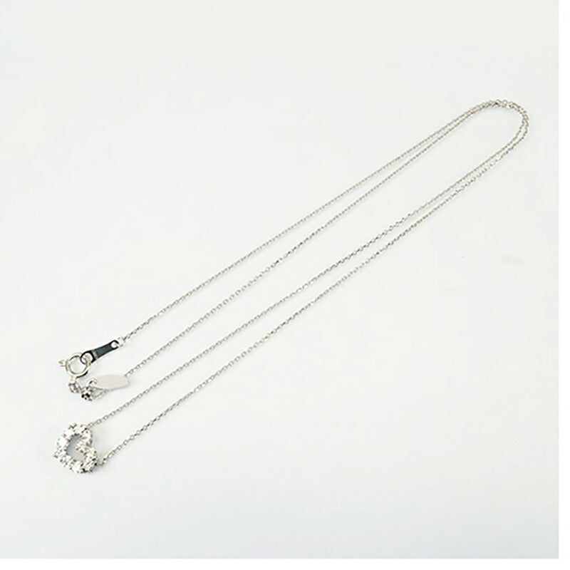 【jt092】 ネックレス ハートモチーフ K18WG ホワイトゴールド ダイヤモンド 0.3ct 未使用【中古】レディース