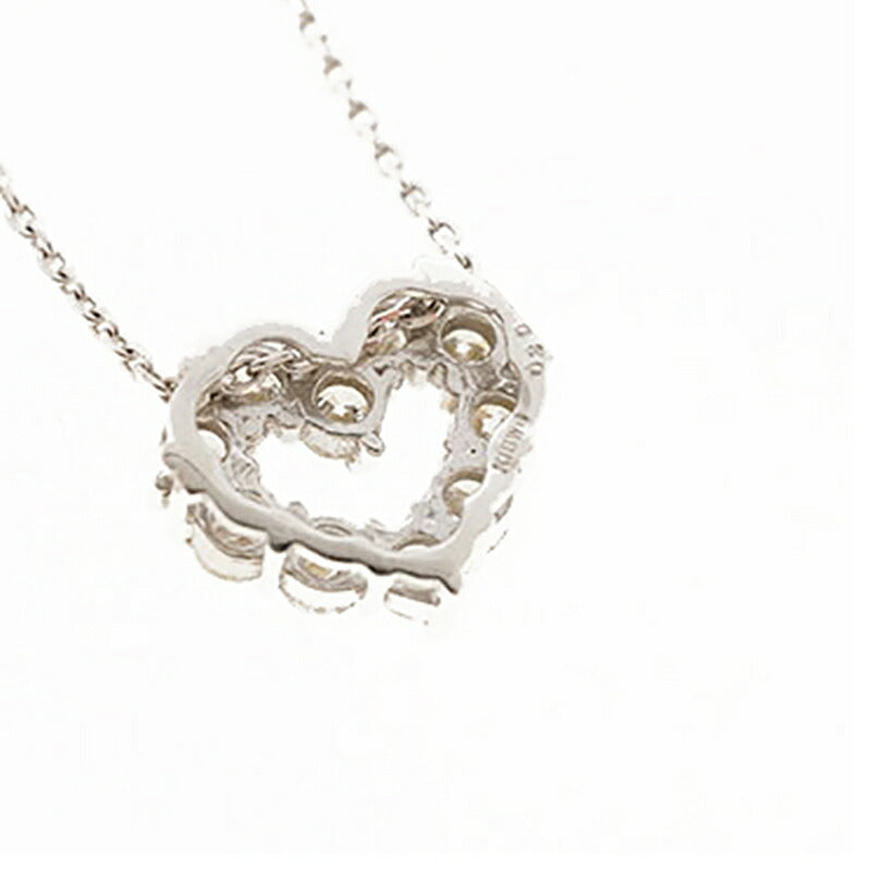 【jt092】 ネックレス ハートモチーフ K18WG ホワイトゴールド ダイヤモンド 0.3ct 未使用【中古】レディース