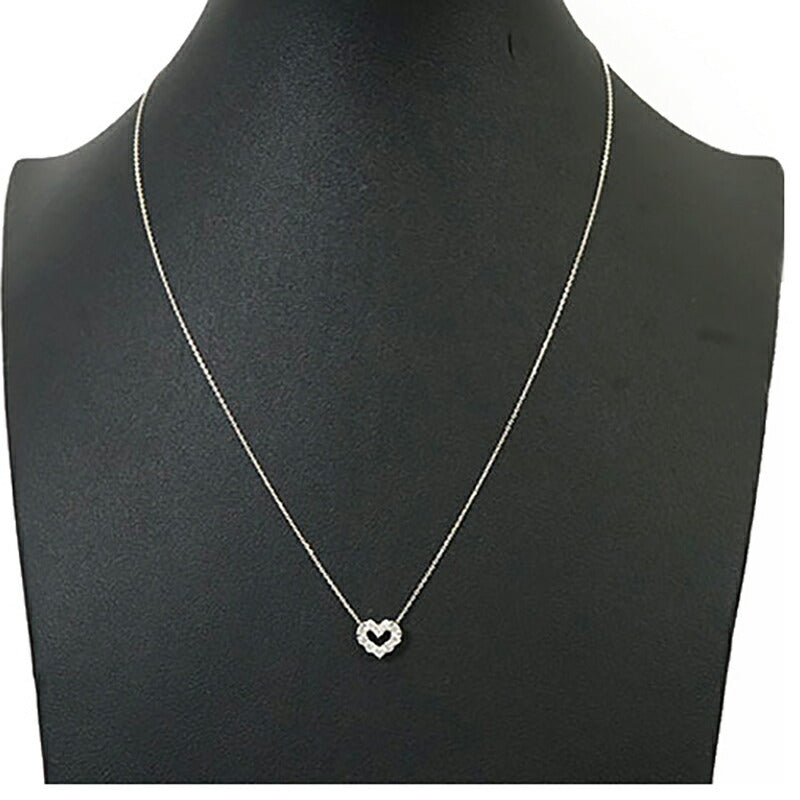 【jt092】 ネックレス ハートモチーフ K18WG ホワイトゴールド ダイヤモンド 0.3ct 未使用【中古】レディース