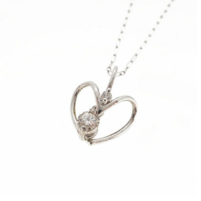 【ju152】 ネックレス 一粒ダイヤ K18WG ホワイトゴールド ダイヤモンド 0.1ct 未使用【中古】レディース