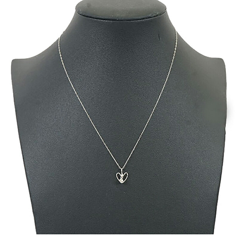 【ju152】 ネックレス 一粒ダイヤ K18WG ホワイトゴールド ダイヤモンド 0.1ct 未使用【中古】レディース