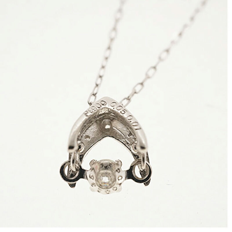 【ju159】 ネックレス Pt850 プラチナ Pt900 プラチナ ダイヤモンド 0.05ct 未使用【中古】レディース