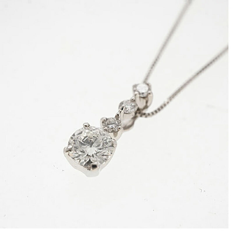 【ju128】 ネックレス 三連ダイヤ Pt850 プラチナ ダイヤモンド 0.361ct 未使用【中古】レディース