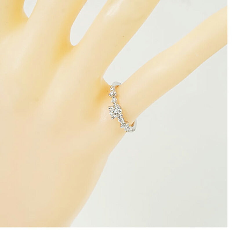 【ju207】 リング Pt900 プラチナ ダイヤモンド 0.301ct/0.150ct 8.5号 未使用【中古】レディース