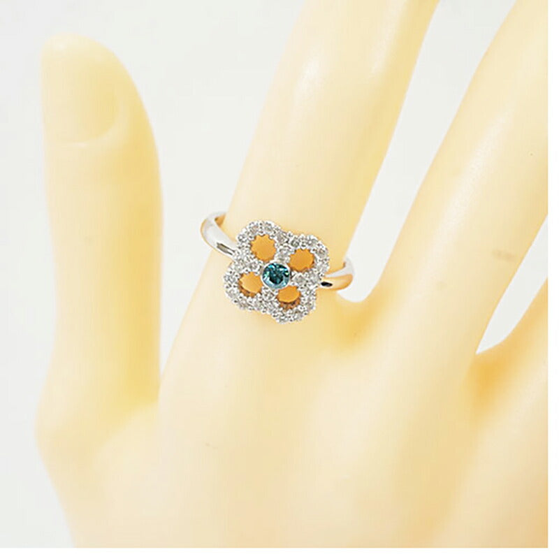 【ju279】 リング Pt900 プラチナ ブルーダイヤモンド ダイヤモンド 0.4ct/0.12ct 12号 未使用【中古】レディース