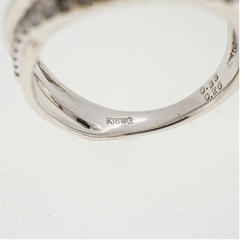 【ju309】 リング K18WG ホワイトゴールド ダイヤモンド 0.350ct/0.26ct 12号 未使用【中古】レディース