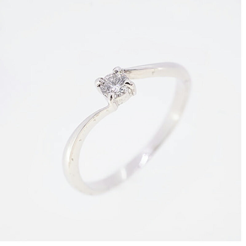 【jv383】 リング 一粒ダイヤ K10WG ホワイトゴールド ダイヤモンド 0.1ct 10号 未使用【中古】レディース