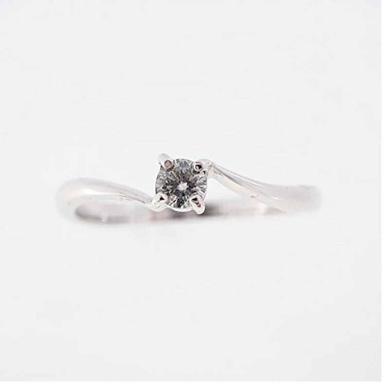 【jv383】 リング 一粒ダイヤ K10WG ホワイトゴールド ダイヤモンド 0.1ct 10号 未使用【中古】レディース