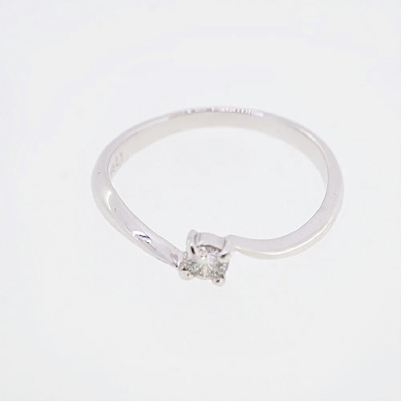 【jv383】 リング 一粒ダイヤ K10WG ホワイトゴールド ダイヤモンド 0.1ct 10号 未使用【中古】レディース