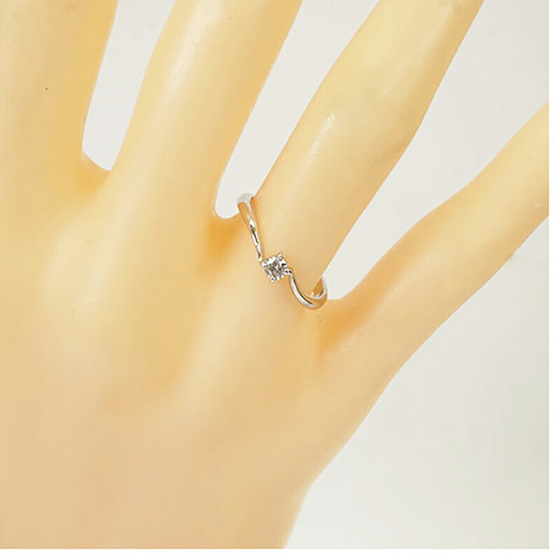 【jv383】 リング 一粒ダイヤ K10WG ホワイトゴールド ダイヤモンド 0.1ct 10号 未使用【中古】レディース