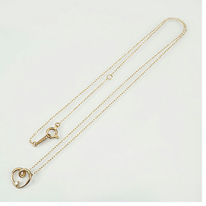【jv394】 ネックレス ハートモチーフ K10YG イエローゴールド ダイヤモンド 0.01ct 未使用【中古】レディース
