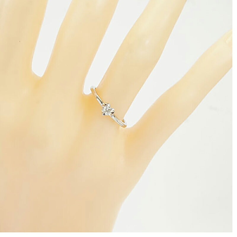 【jv411】 リング ハートモチーフ Pt950 プラチナ ダイヤモンド 0.1ct 10号 未使用【中古】レディース