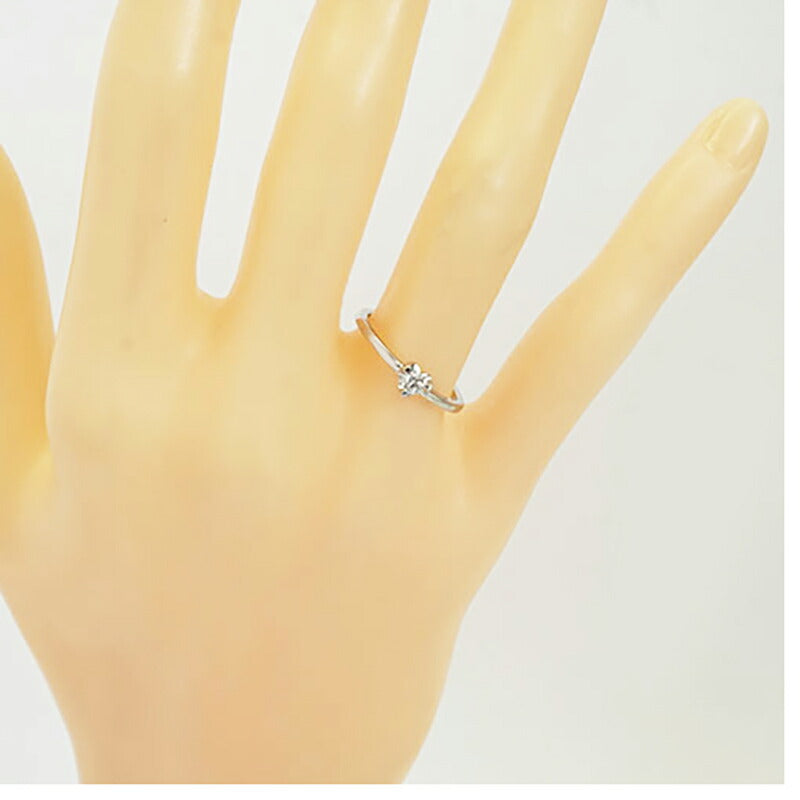 【jv419】 リング ハートモチーフ 一粒ダイヤ Pt950 プラチナ ダイヤモンド 0.1ct 10号 未使用【中古】レディース