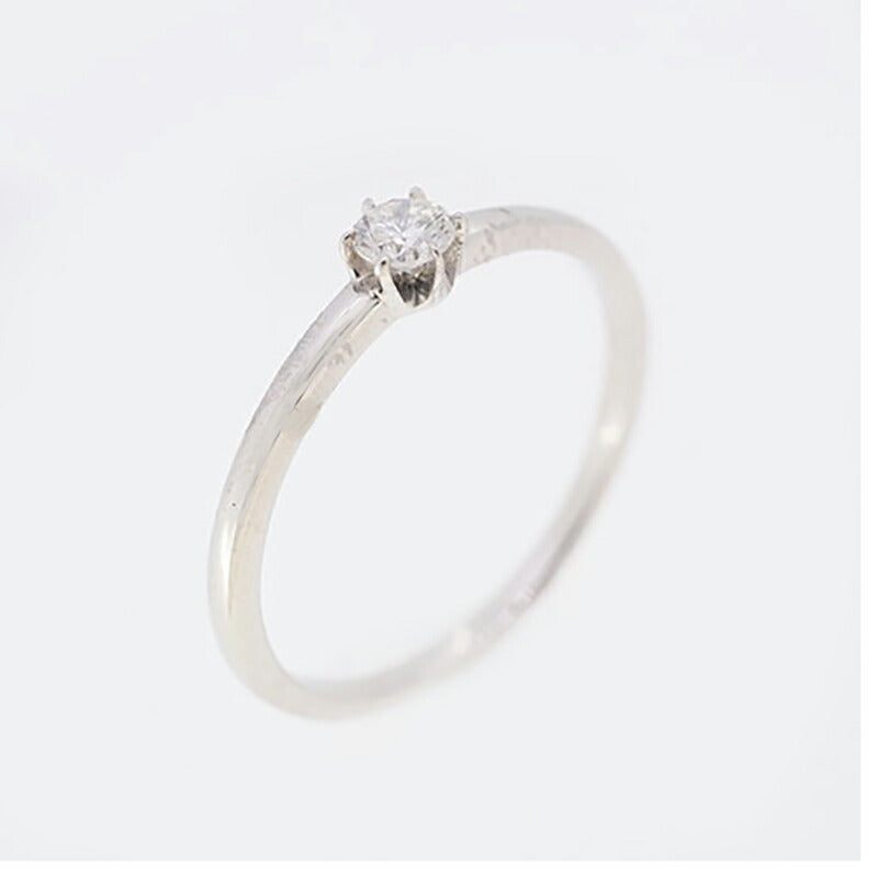 【jv420】 リング 一粒ダイヤ Pt950 プラチナ ダイヤモンド 0.1ct 10号 未使用【中古】レディース