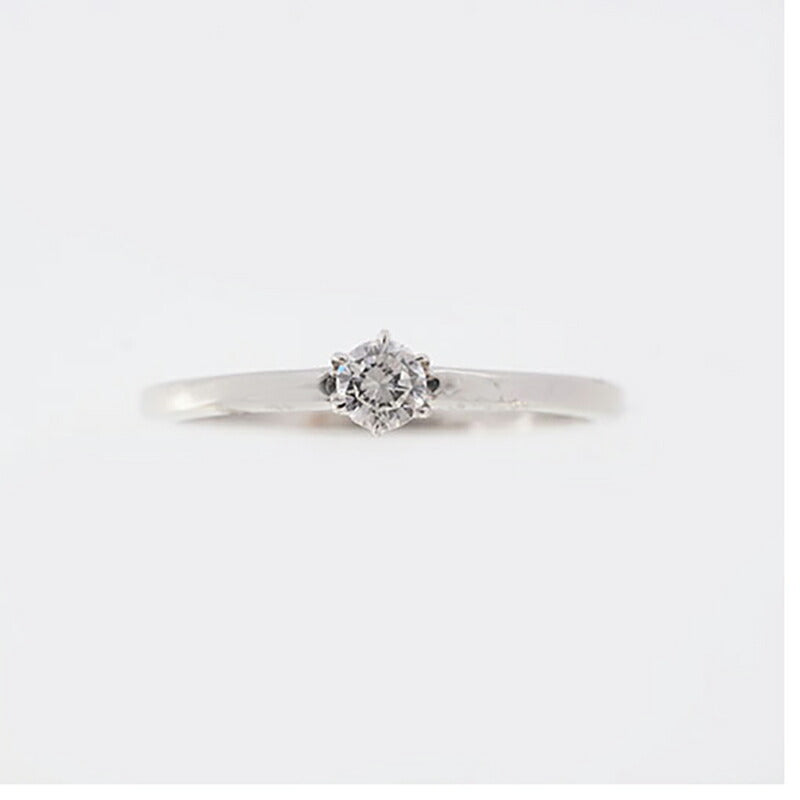 【jv420】 リング 一粒ダイヤ Pt950 プラチナ ダイヤモンド 0.1ct 10号 未使用【中古】レディース
