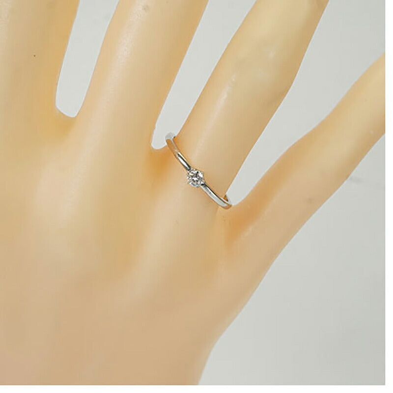 【jv420】 リング 一粒ダイヤ Pt950 プラチナ ダイヤモンド 0.1ct 10号 未使用【中古】レディース