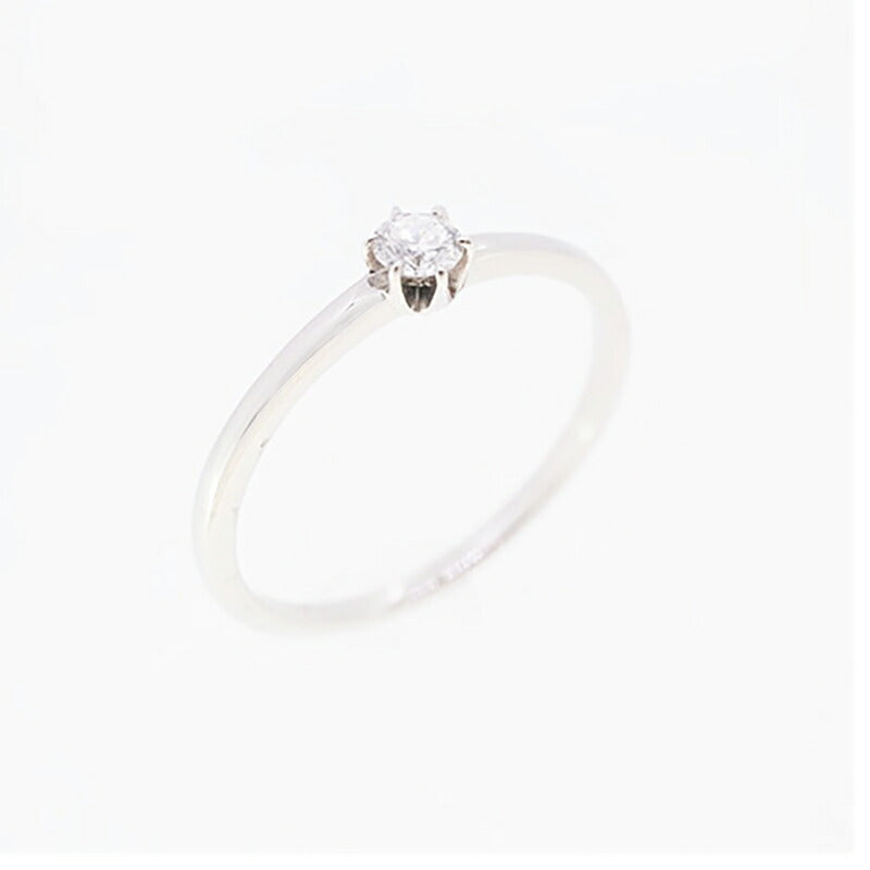 【jv433】 リング 一粒ダイヤ Pt950 プラチナ ダイヤモンド 0.1ct 10号 未使用【中古】レディース