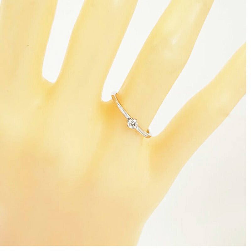 【jv433】 リング 一粒ダイヤ Pt950 プラチナ ダイヤモンド 0.1ct 10号 未使用【中古】レディース