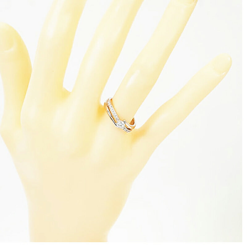 【jv448】 リング Pt900 プラチナ ダイヤモンド 0.220ct/0.180ct 9号 未使用【中古】レディース