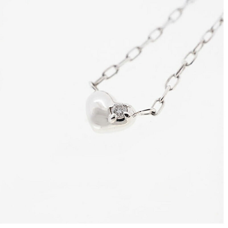 【jv468】 ネックレス ハートモチーフ K10WG ホワイトゴールド ダイヤモンド 0.01ct 未使用【中古】レディース