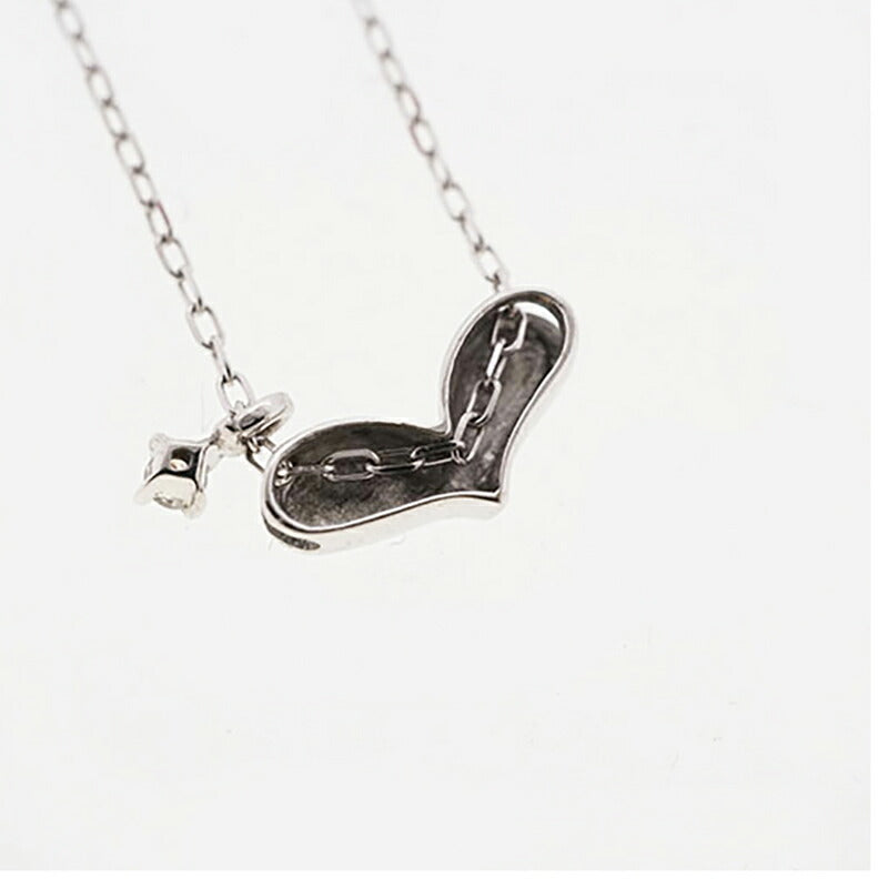 【jv475】 ネックレス ハートモチーフ K10WG ホワイトゴールド ダイヤモンド 0.01ct 未使用【中古】レディース
