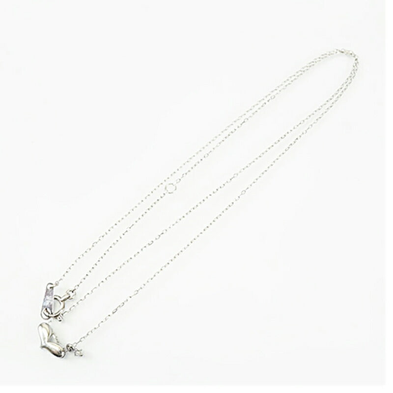 【jv475】 ネックレス ハートモチーフ K10WG ホワイトゴールド ダイヤモンド 0.01ct 未使用【中古】レディース