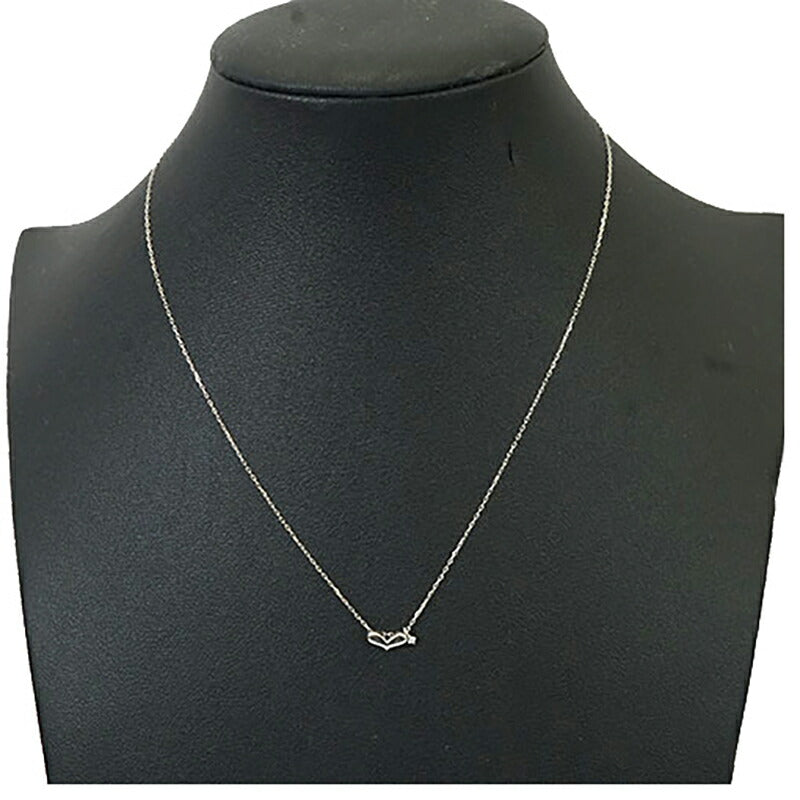 【jv475】 ネックレス ハートモチーフ K10WG ホワイトゴールド ダイヤモンド 0.01ct 未使用【中古】レディース