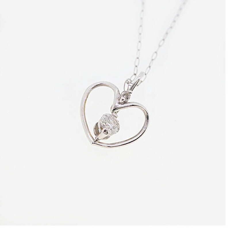 【jv478】 ネックレス ハートモチーフ K18WG ホワイトゴールド ダイヤモンド 0.1ct 未使用【中古】レディース