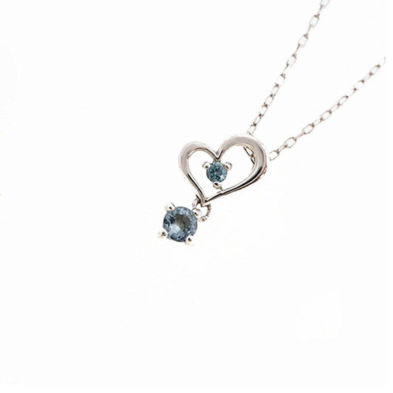 【jv480】 ネックレス ハートモチーフ K10WG ホワイトゴールド ダイヤモンド サファイア 未使用【中古】レディース