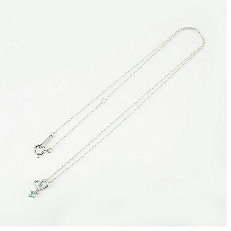 【jv480】 ネックレス ハートモチーフ K10WG ホワイトゴールド ダイヤモンド サファイア 未使用【中古】レディース