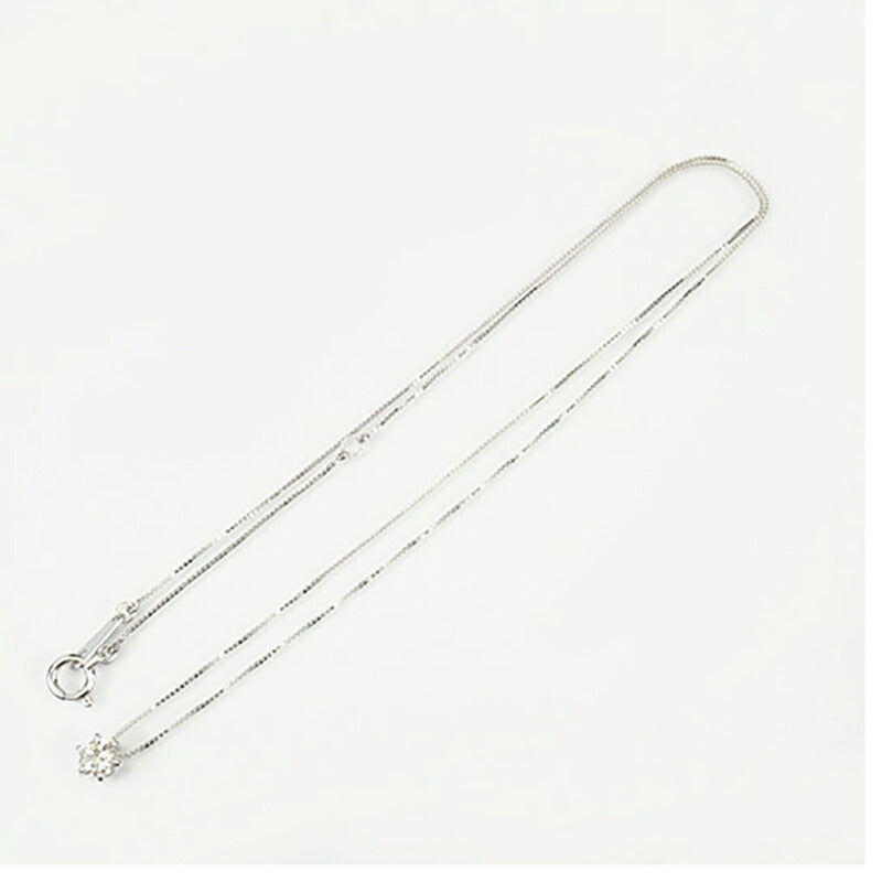 【jv494】 ネックレス 一粒ダイヤ K10WG ホワイトゴールド ダイヤモンド 0.2ct 未使用【中古】レディース