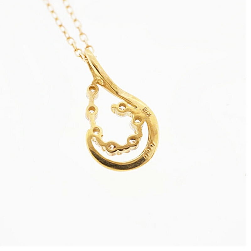 【jv495】 ネックレス K18YG イエローゴールド ダイヤモンド 0.07ct 未使用【中古】レディース