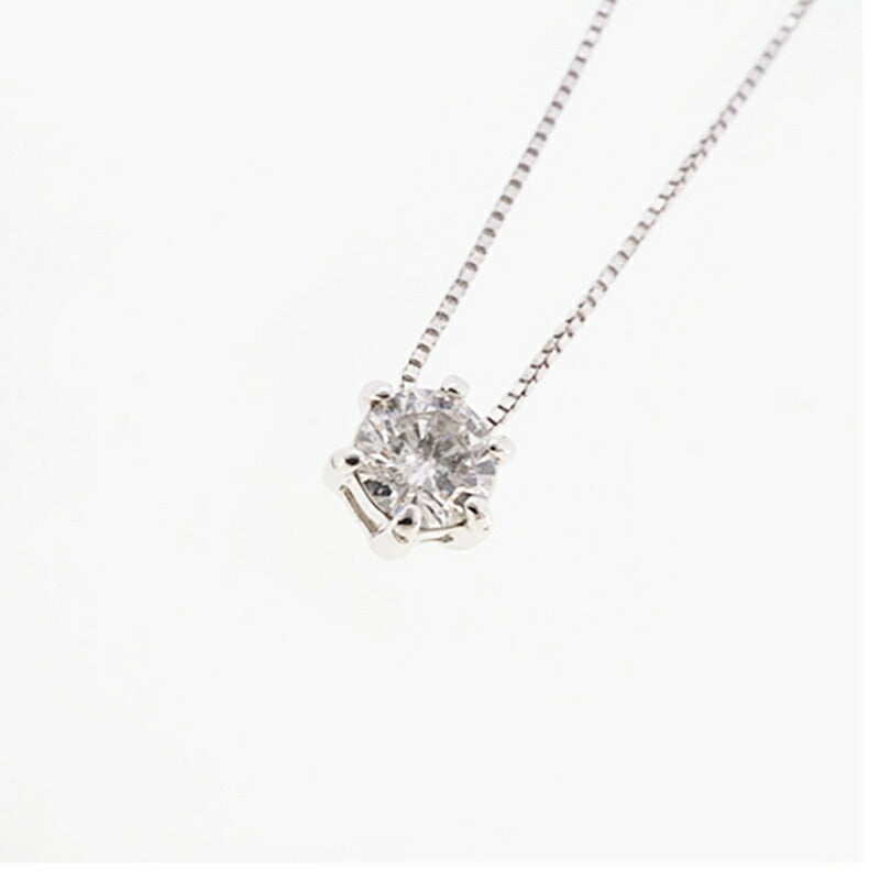 【jv496】 ネックレス 一粒ダイヤ K10WG ホワイトゴールド ダイヤモンド 0.2ct 未使用【中古】レディース