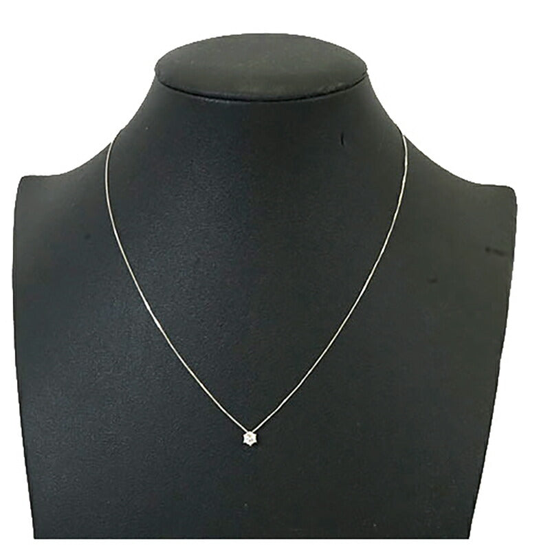 【jv496】 ネックレス 一粒ダイヤ K10WG ホワイトゴールド ダイヤモンド 0.2ct 未使用【中古】レディース
