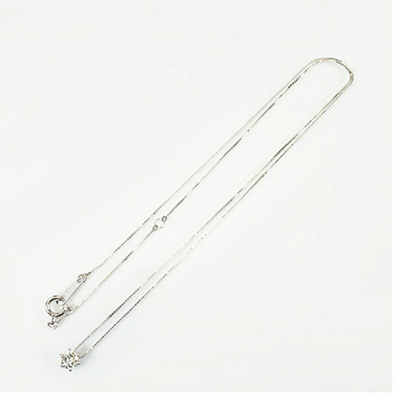 【jv498】 ネックレス K10WG ホワイトゴールド ダイヤモンド 0.2ct 未使用【中古】レディース