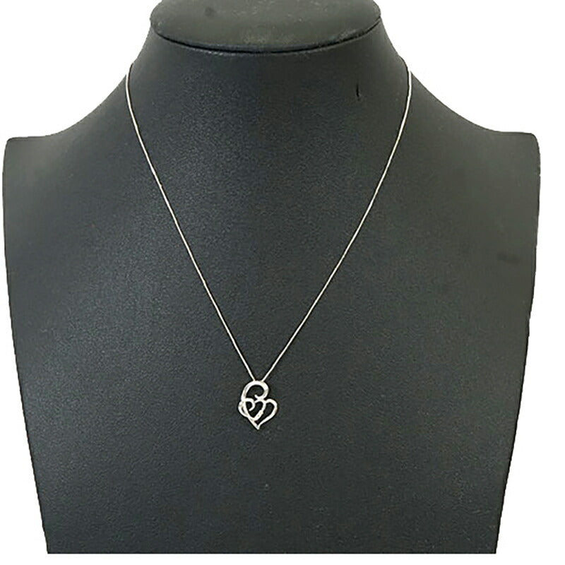 【jv500】 ネックレス ハートモチーフ K10WG ホワイトゴールド ダイヤモンド 0.02ct 未使用【中古】レディース