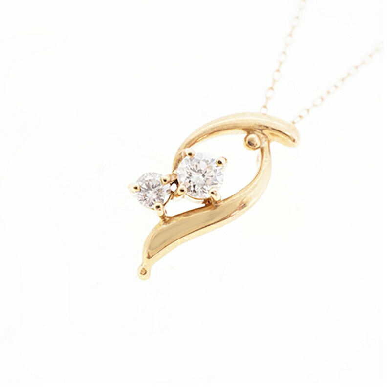 【jv505】 ネックレス K18YG イエローゴールド ダイヤモンド 0.15ct 未使用【中古】レディース