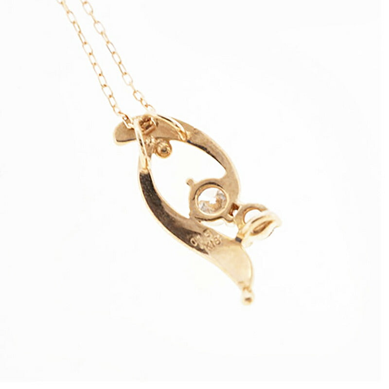 【jv505】 ネックレス K18YG イエローゴールド ダイヤモンド 0.15ct 未使用【中古】レディース