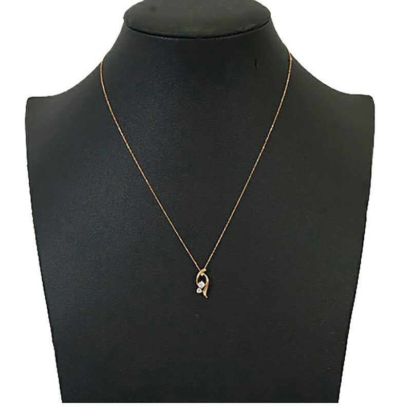 【jv505】 ネックレス K18YG イエローゴールド ダイヤモンド 0.15ct 未使用【中古】レディース