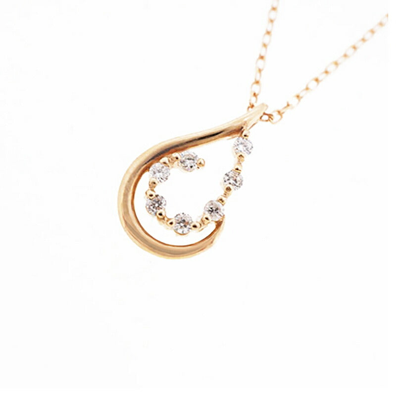 【jv506】 ネックレス K18PG ピンクゴールド ダイヤモンド 0.07ct 未使用【中古】レディース
